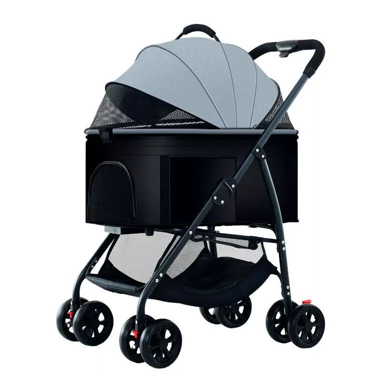 Chariot pour petit chien, porte-chat amovible, poussette pour animaux de compagnie